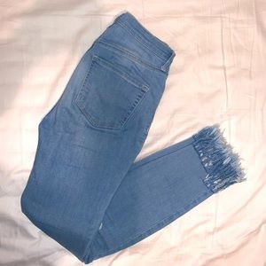 Free people light wash fray hem jeans